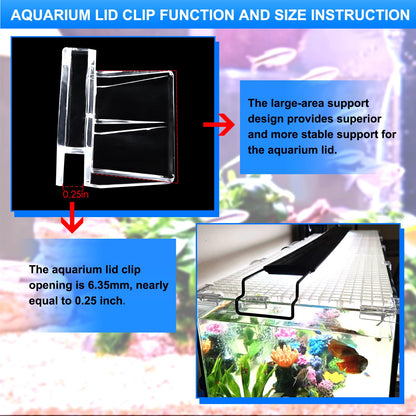 NestBasics 6pcs Transparent Aquarium Lid Clips,Rimless Fish Tank Glass Cover top Support,Aquarium Hood Holder, Acrylic and Glass Aquarium top Clips,fit 5-6mm Thickness Glass
