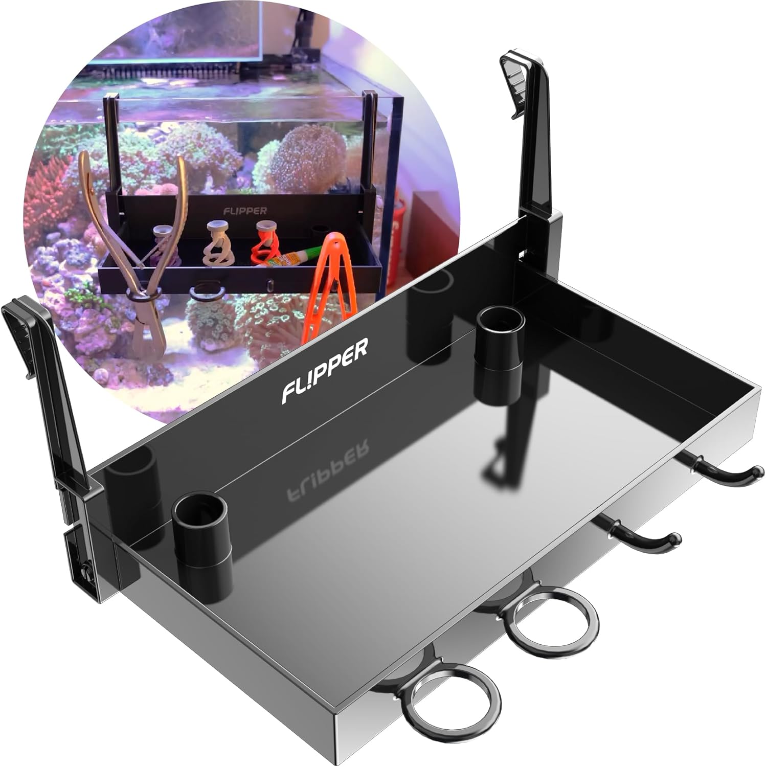 Flipper Tank Buddy - Fish Tank Accessories Organizer, Aquarium Accessories for Fish Tank, Aquarium Supplies, Saltwater Aquarium Accessories, Aquarium Cleaning Tools Storage Rack - Buy The Sea Aquatics
