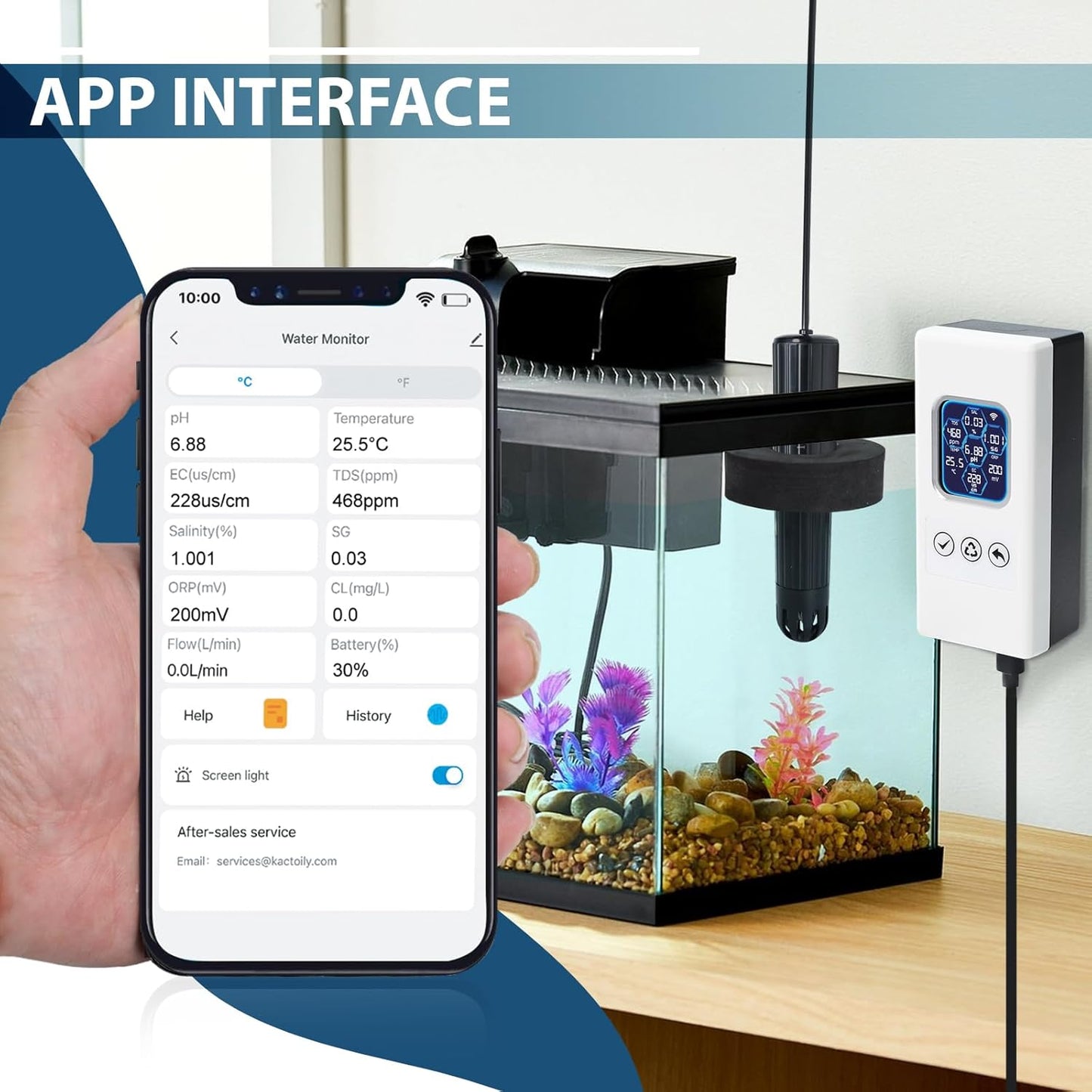 7 in 1 Smart Water Quality Tester, Wireless WiFi Water Monitor Measures pH/ORP/TDS/EC/Salinity/SG/TEMP, Water Quality Meter with App Connection Real - Time Alerts for Aquarium, Saltwater Fish Tank, etc. - Buy The Sea Aquatics