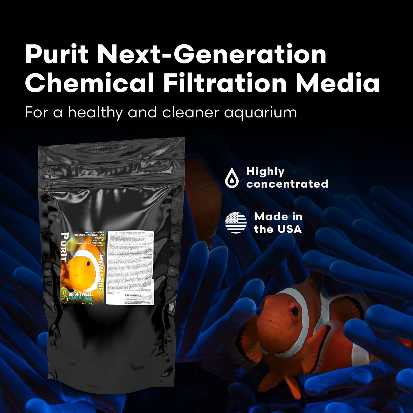 Brightwell Aquatics - Purit Next-Generation Chemical Filtration Media - for use in All Marine and Freshwater Aquaria - Aquarium Water Treatments, 8.45 fl oz