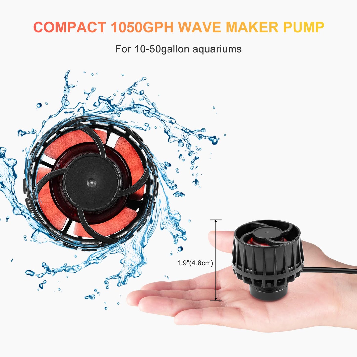 3400GPH Aquarium Wave Maker DC24V Power head with Magnetic Mounting,Wavemaker with Controller for 100 - 200 Gallon Fish Tanks - Buy The Sea Aquatics