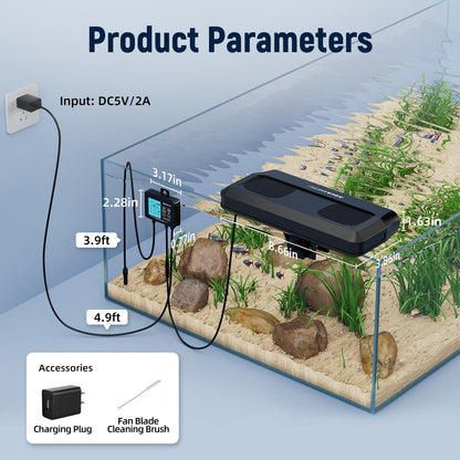 Aquarium Chiller Fan,Fish Tank Cooler with Temperature Control,Minimum Setting 59℉,Auto Start/Stop,Refrigeration Effect 3 - 7℉,3 - Speed Modes,for Axolotl Seawater Freshwater Coral Grass Tank - Buy The Sea Aquatics