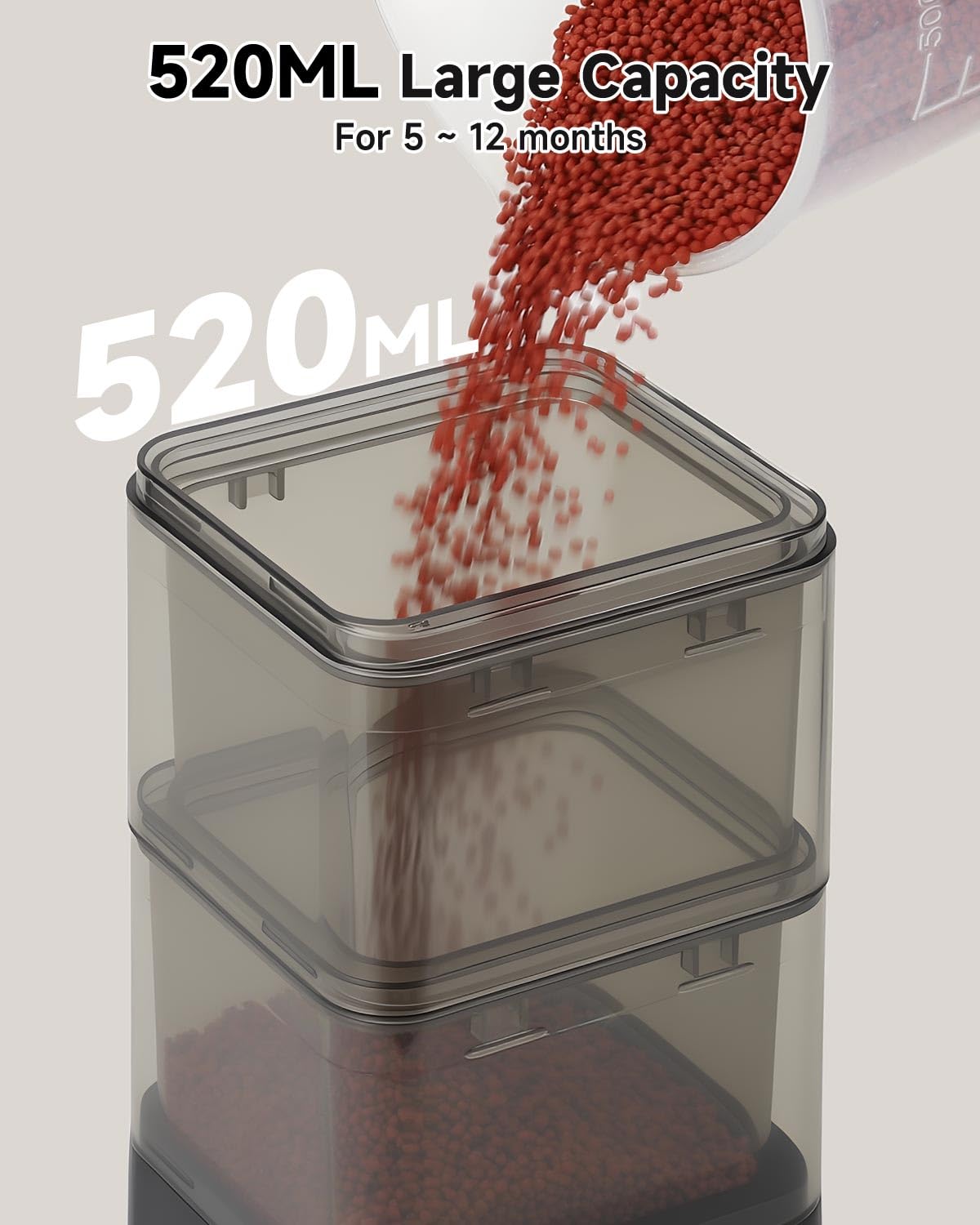 fishkeeper Automatic Fish Feeder for Aquarium - 520ML Large Capacity Adjustable Fish Feeder Automatic Dispenser with Timer for Vacation, Weekend or Daily Use, Three Fixed Methods - Buy The Sea Aquatics