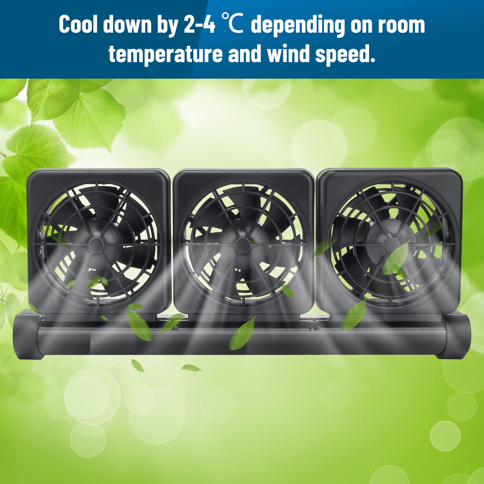 Aquarium Fan 2 3 4 Heads, Aquarium Chillers Cooling Fan Adjustable Fish Tank Cooling Fan with 2 Wind Speed Fan for Water Tank, Aquarium Tank Chiller (4 Head) - Buy The Sea Aquatics