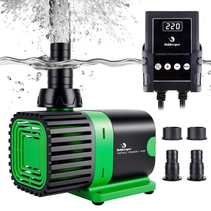 fishkeeper 1850GPH 60W Large Water Pump with Controller - 24V DC Submersible/Inline Return Pump w/ 3 Modes and Adjustable Flow for Aquarium, Pond, Fountain, Waterfall, Sump, Hydroponics, Wavemaker - Buy The Sea Aquatics