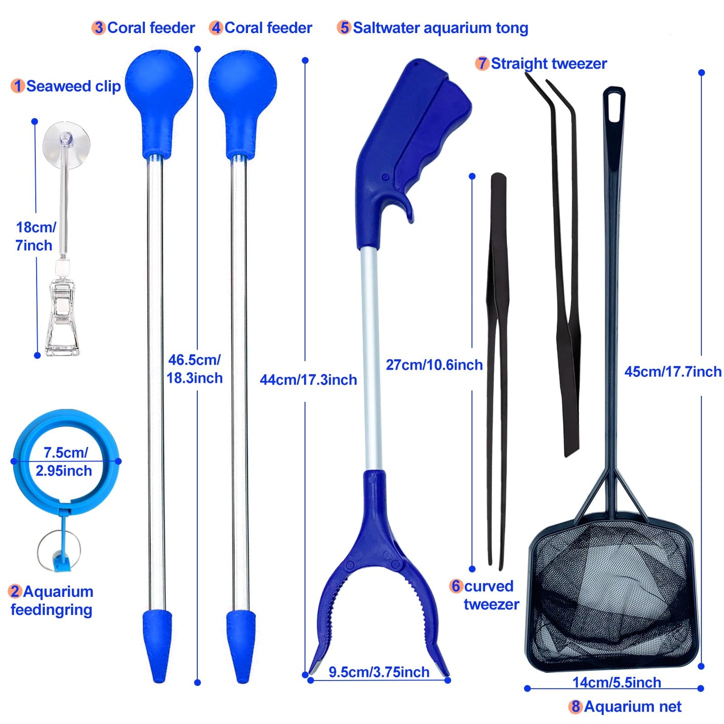 31.5Inch Long Corals Grabber,reefs Feeders,Aquarium Veggie Feedting Tool,Aquarium Food Clip Feeding(Long Reef Grabber and Coral Feeder Kits(Anti-Rust)
