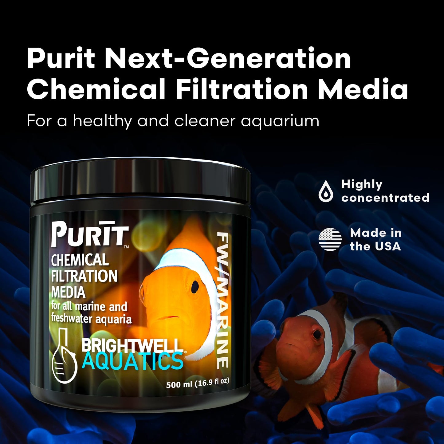 Brightwell Aquatics - Purit Next-Generation Chemical Filtration Media - for use in All Marine and Freshwater Aquaria - Aquarium Water Treatments, 8.45 fl oz