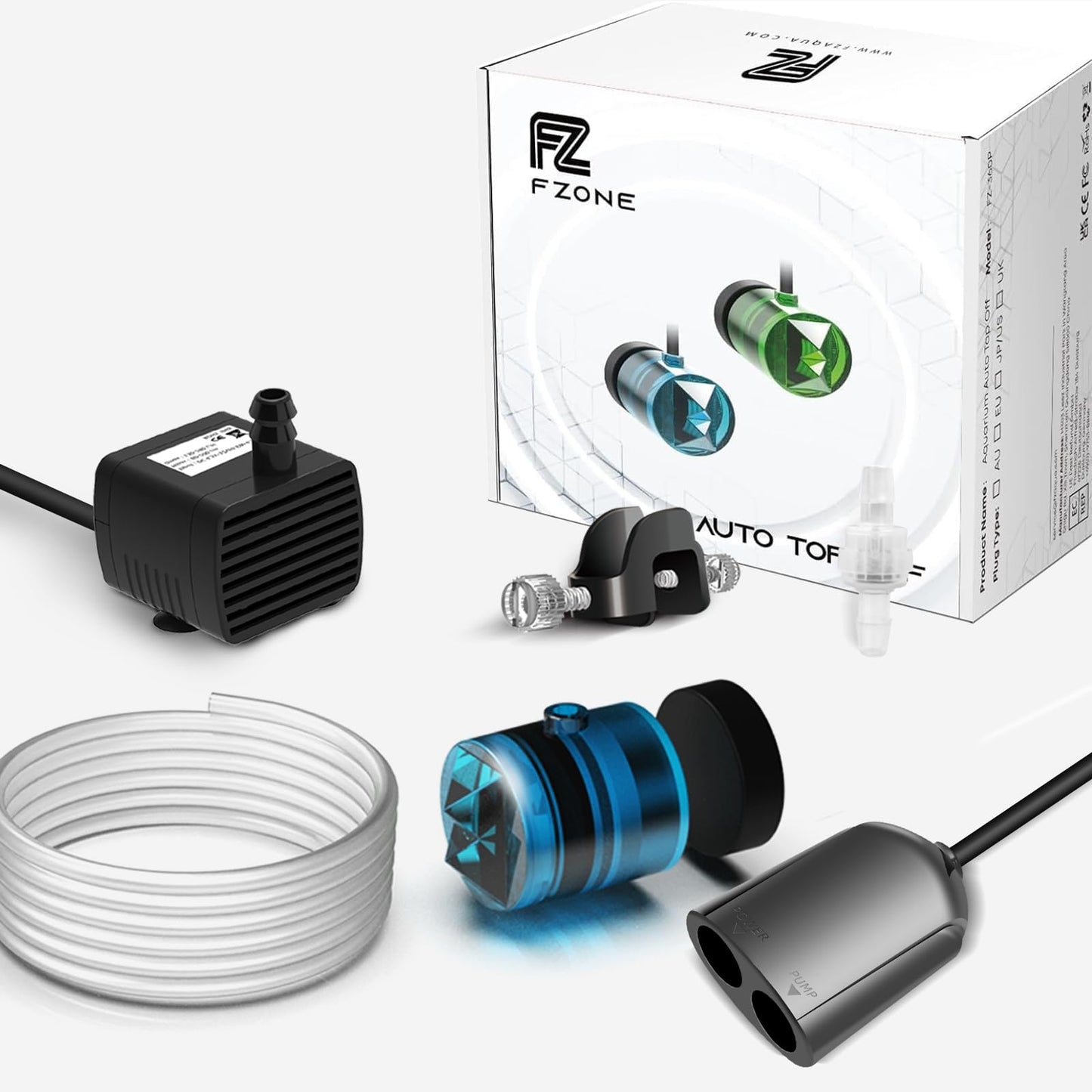Fzone Aquarium ATO Auto Top Off Refilling System with Dual Optical Sensor for Both Reef and Fresh Tank （Blue)
