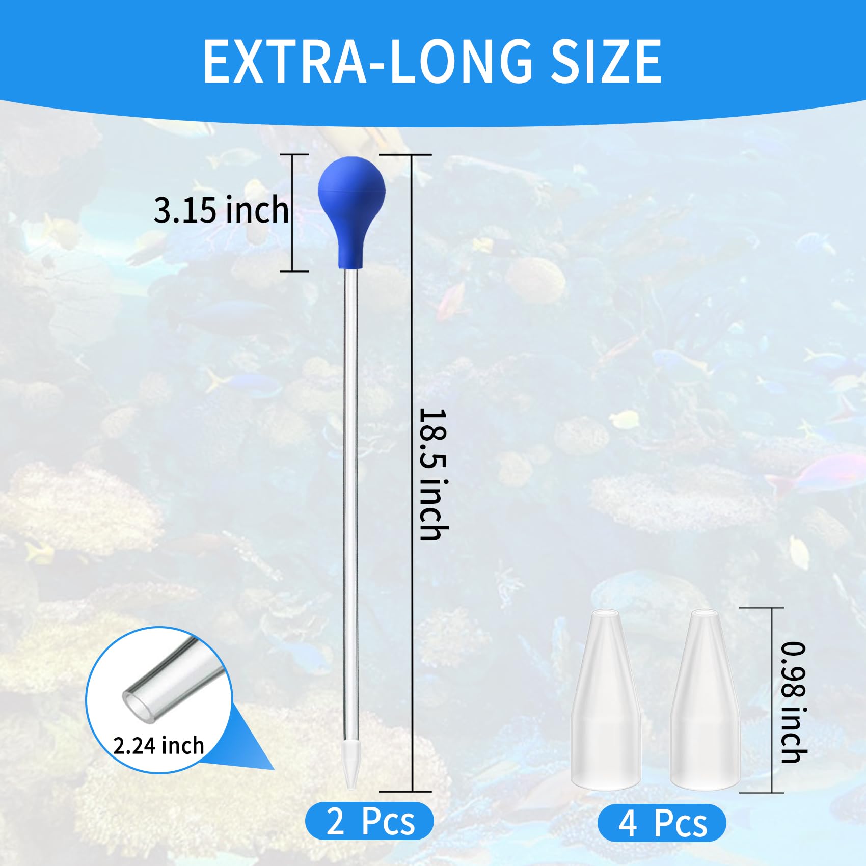 2 Pcs 18.5 in Long Pipette for Fish Tank Coral Food Feeder Long Syringe Aquarium Coral Feeding Tube for Marine Fish Reef Aquatic Plant Spider Snake Lizard - Buy The Sea Aquatics