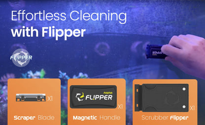 FLIPPER Standard Magnetic Aquarium Glass Cleaner – 2 - in - 1 Scrubber and Scraper, Hands - Free Fish Tank Cleaner for Algae Removal, Safe for Glass & Acrylic Tanks up to 1/2" (12mm), Freshwater & Saltwater - Buy The Sea Aquatics