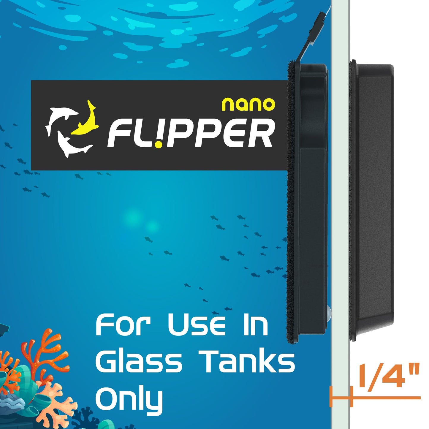FLIPPER Standard Magnetic Aquarium Glass Cleaner – 2 - in - 1 Scrubber and Scraper, Hands - Free Fish Tank Cleaner for Algae Removal, Safe for Glass & Acrylic Tanks up to 1/2" (12mm), Freshwater & Saltwater - Buy The Sea Aquatics