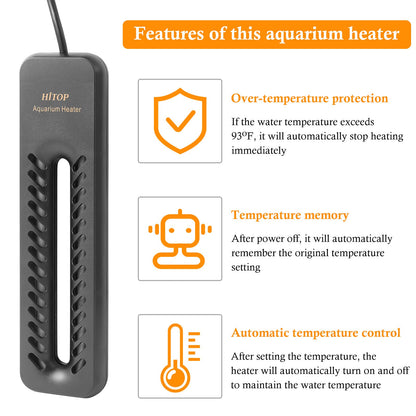 HITOP 1000W Digital Aquarium Heater: Titanium Fish Tank Heater with Temperature Control Device, Submersible Heater for Freshwater/seawater up to 300 Gallon - Buy The Sea Aquatics