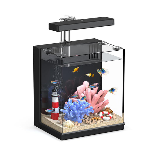 AQUASMITH 2-Gallon All-in-One Fish Tank – Silent Pump, 3-Stage Filtration & Easy Water Change, Perfect Self-Care Betta Aquarium Kit for Kids & Beginners (White