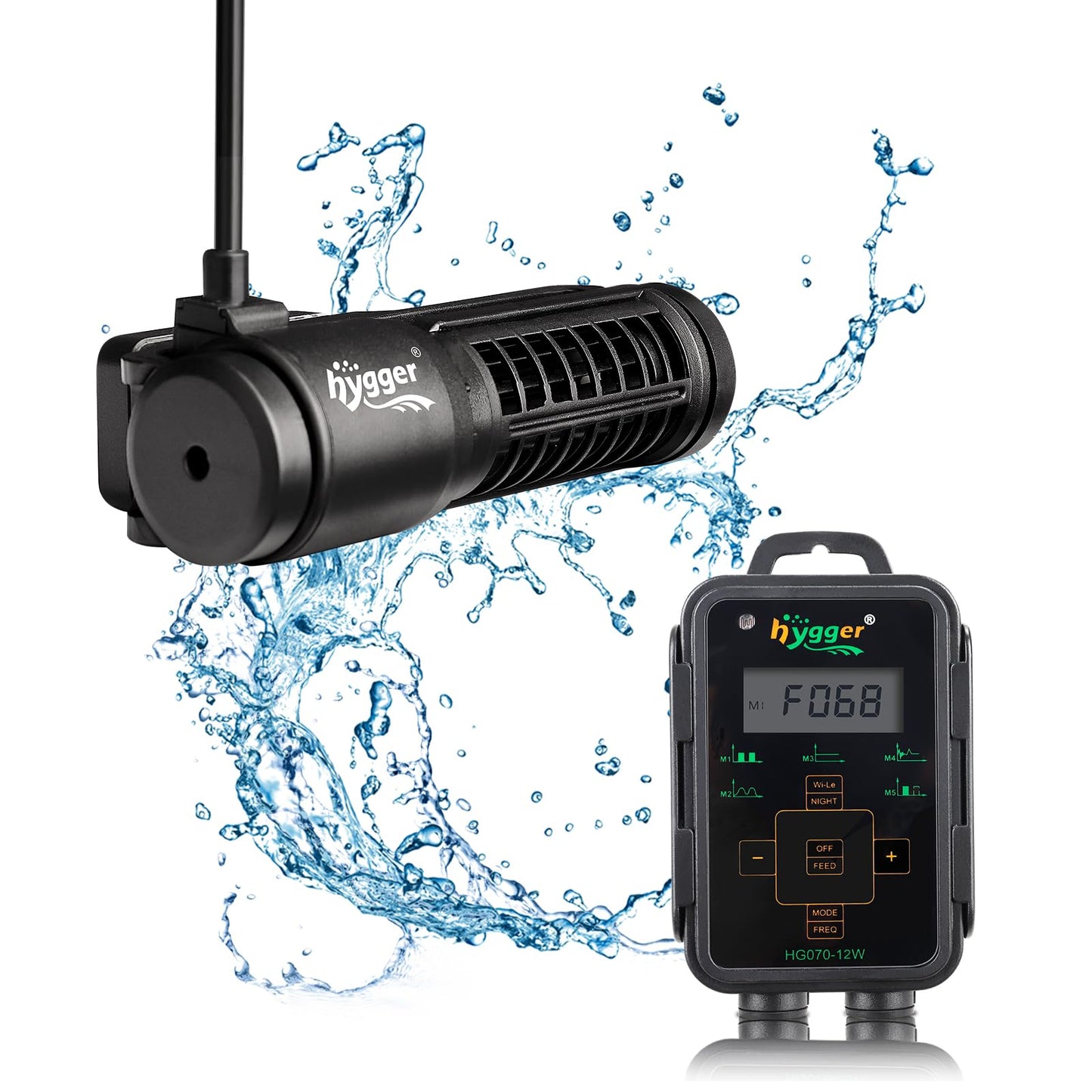 hygger Aquarium Wave Maker, Adjustable Cross Flow Pump with LED Display Controller, Magnetic DC 24V Aquarium Powerhead for Freshwater and Marine Reef Aquariums Up to 135 Gallon (18w)