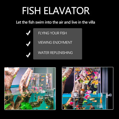 Hifybaty Negative Pressure Fish Tank - Clear Fish Elevator Water Auto-Refill Vacuum Suspended Fish Tank Water Level Maintenance, Increase Fish Activity Area, Aquarium Decoration
