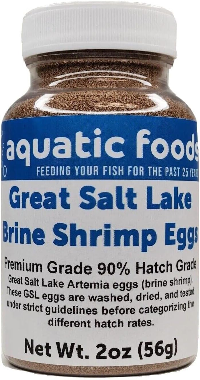 Aquatic Foods Inc. Brine Shrimp Artemia Eggs, Premium Grade 90% Hatch Rate from The Great Salt Lake, Utah, USA…2oz Bottle - Buy The Sea Aquatics