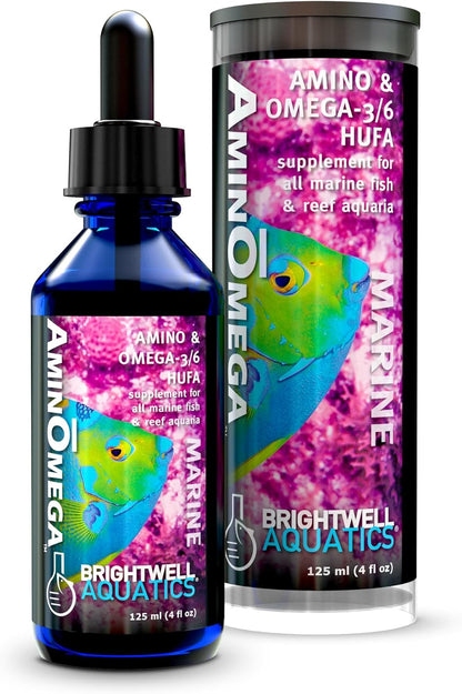 Brightwell Aquatics AminOmega - Amino & Omega - 3/6 HUFA Supplement for All Marine Fish & Reef Aquariums 60-ml