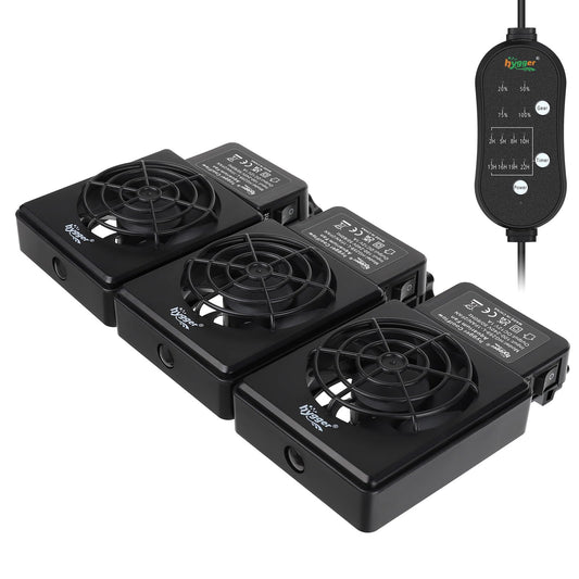 hygger Aquarium Cooling Fan Quiet 3-Head Fish Tank Chiller with Adjustable Speed & Timer Aquarium Cooler for Axolotl Tank/Terrarium/Saltwater/Freshwater Accessories