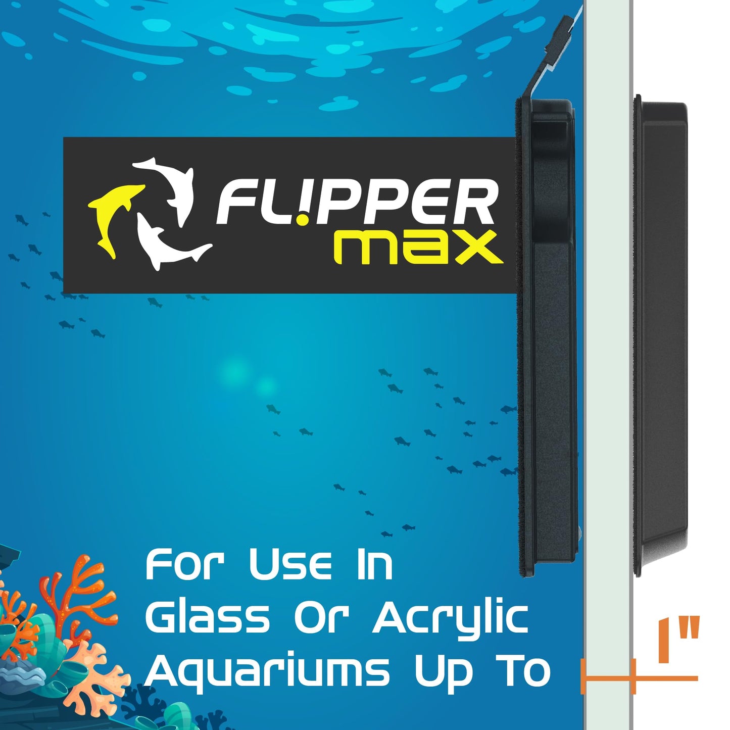 FLIPPER Standard Magnetic Aquarium Glass Cleaner – 2 - in - 1 Scrubber and Scraper, Hands - Free Fish Tank Cleaner for Algae Removal, Safe for Glass & Acrylic Tanks up to 1/2" (12mm), Freshwater & Saltwater - Buy The Sea Aquatics