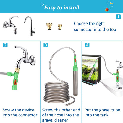 ZZM Fish Tank Cleaning Tools, Aquarium Water Changer Kit, Siphon Fish Tank Vacuum Gravel Cleaner, Universal Water Pump Accessories for Aquarium Quick Water Change (50ft) - Buy The Sea Aquatics