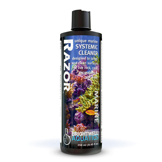 Brightwell Aquatics - Razor Marine - Unique Systemic Fish Tank Cleaner for Marine Aquariums - Aquarium Water Treatments, 33.8 fl oz