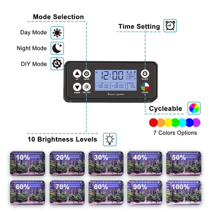 24/7 LED Aquarium Light, IP68 Waterproof Extendable Bracket Fish Tank Light with Timer, 7 Colors, 10 Level Adjustable Brightness, DIY Mode Full Spectrum Aquarium Plant Light for 30-36 Inch Fish Tank