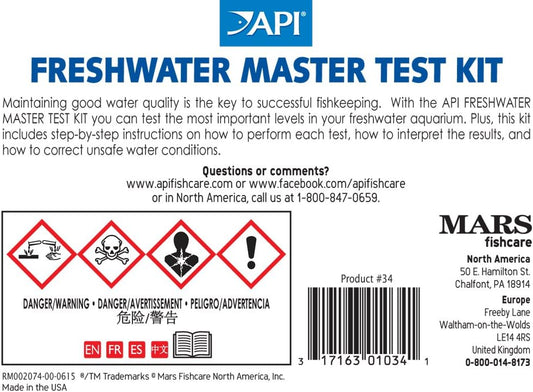 API FRESHWATER MASTER TEST KIT 800 - Test Freshwater Aquarium Water Master Test Kit, White, Single, Multi - colored - Buy The Sea Aquatics