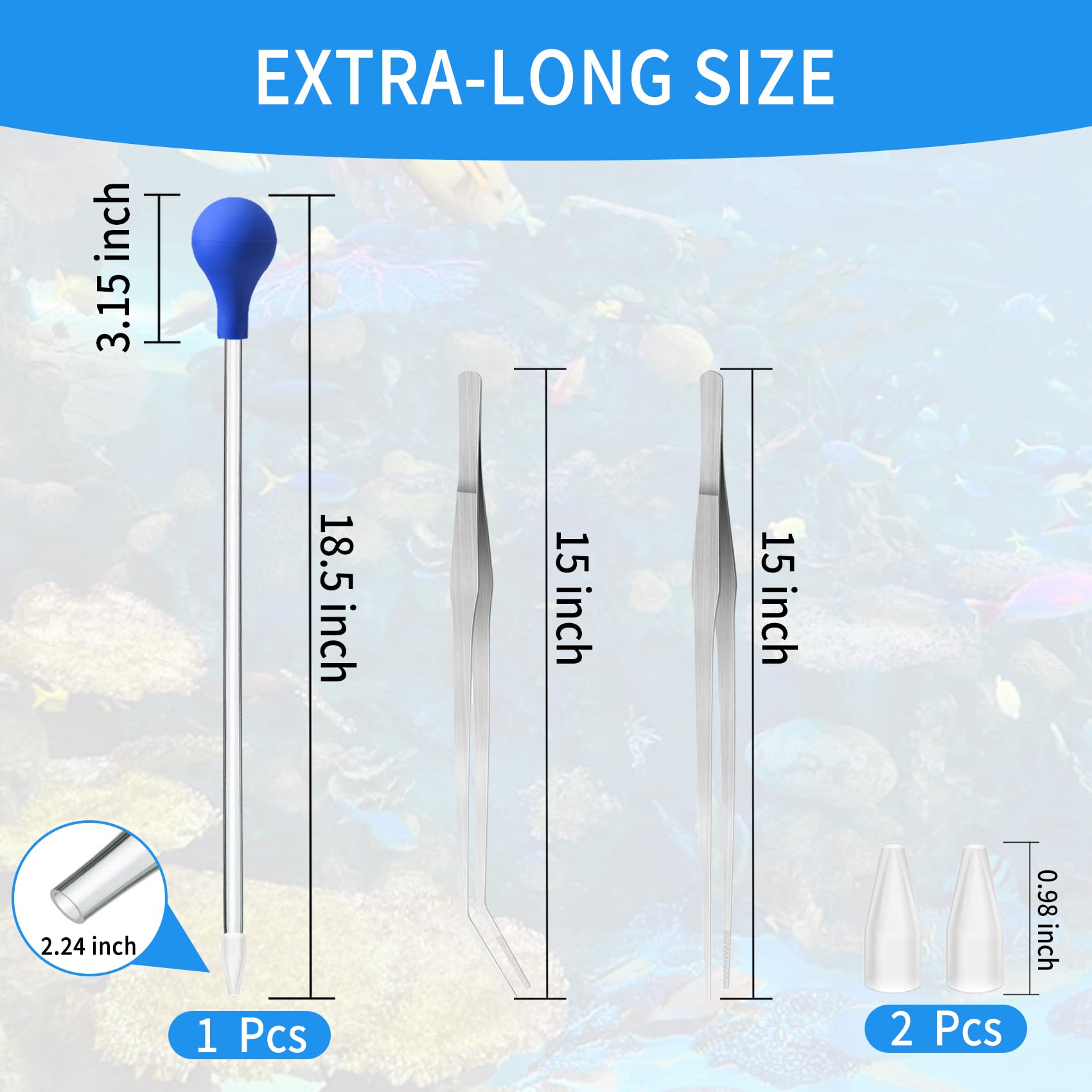 2 Pcs 18.5 in Long Pipette for Fish Tank Coral Food Feeder Long Syringe Aquarium Coral Feeding Tube for Marine Fish Reef Aquatic Plant Spider Snake Lizard - Buy The Sea Aquatics