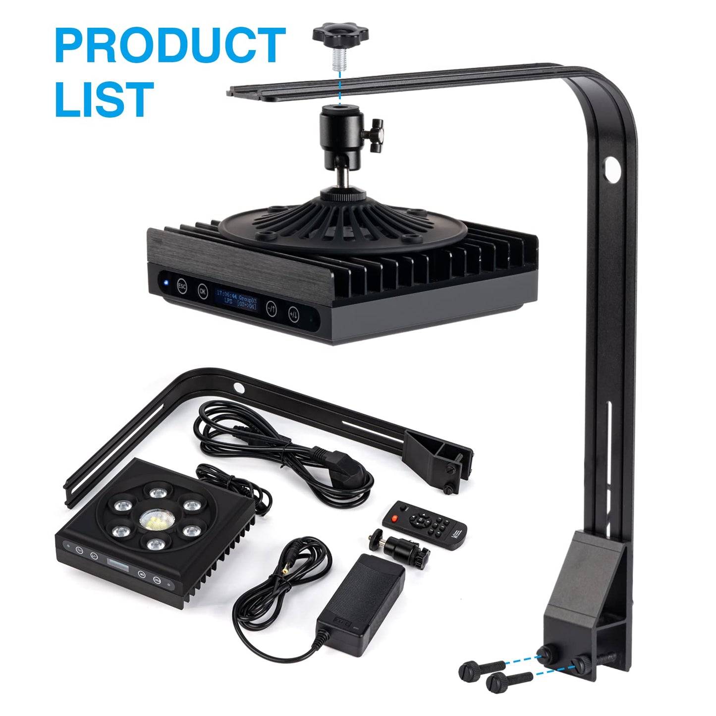 Aquarium Light- 140W Reef Light Wide Coverage Sunrise Sunset Moonlight Saltwater Lights for Coral with Master Slave Group Control & Timer & Screen