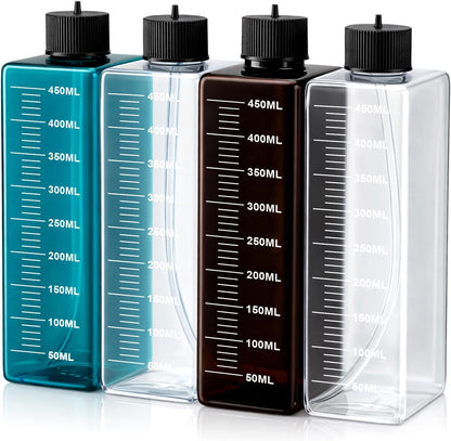 LemonRoad 4 Pcs Dosing Container 450 ml, Dosing Pump Reservoir Containers, Plastic Liquid Srorage Bucket, Aquarium Air Pump Accessories for Aquarium Fish Tank Fish Water Supplies Accessories(Brown)
