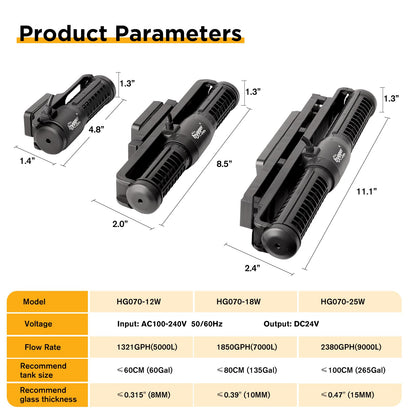 hygger Aquarium Wave Maker, Adjustable Cross Flow Pump with LED Display Controller, Magnetic DC 24V Aquarium Powerhead for Freshwater and Marine Reef Aquariums Up to 135 Gallon (18w)