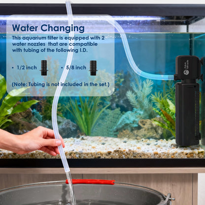 AquaMiracle Aquarium Filter with U - V Light & Filter Sponge, Fish Tank Filter with Timer for Green Water, Turtle Filter with Aeration & Rainfall Mode for Aquarium 10-30 Gallon
