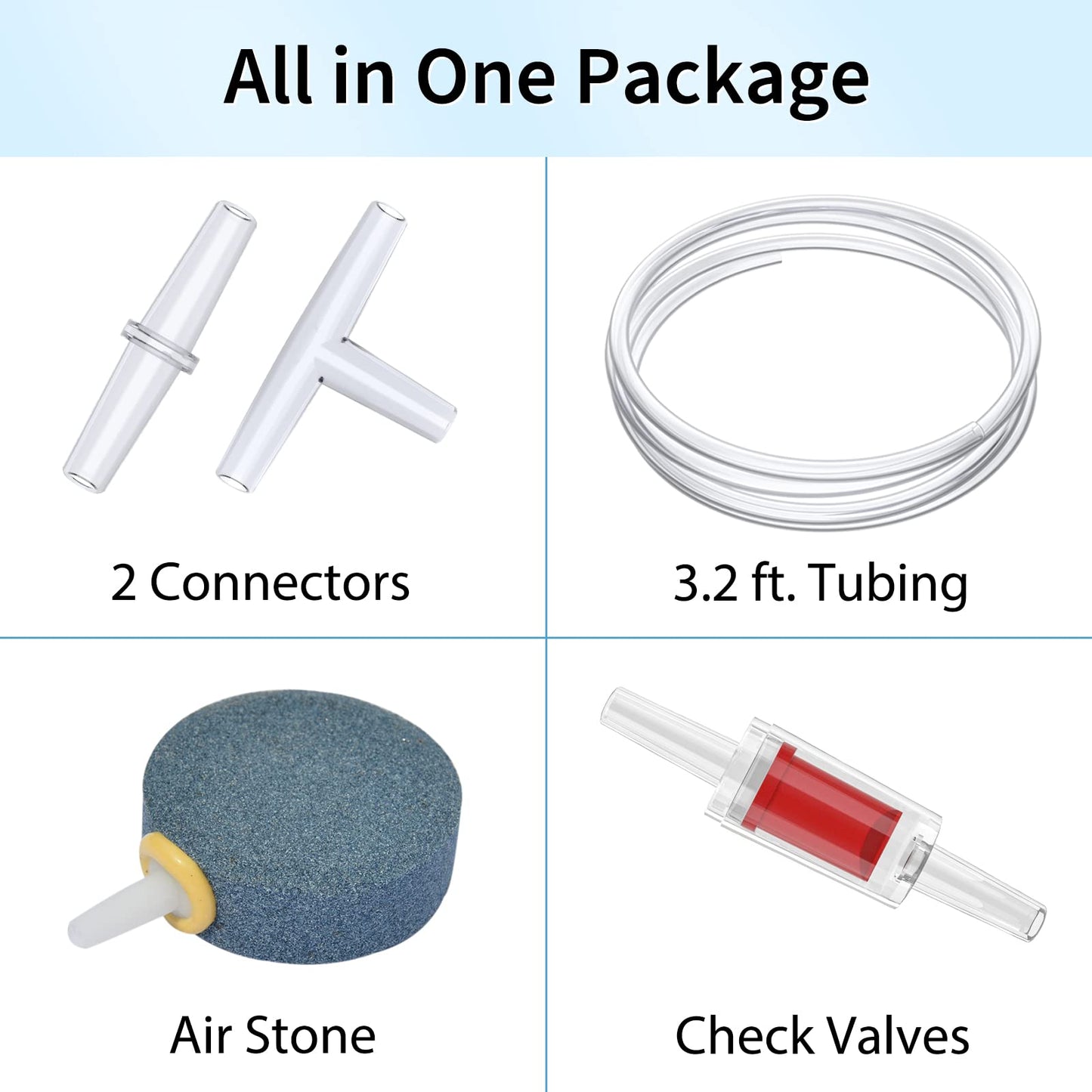Uniclife Aquarium Air Pump Dual Outlet Fish Tank Aerator with Accessories for 5-200 Gallon Tank