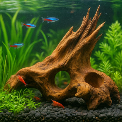 emours Porous Natural Driftwood for Aquarium, Aquascaping Driftwood with Holes, Hand-Selected Tunnels & Hideouts, Aquascaping Hardscape, Terrarium Reptile Décor, No Paint or Resin (12-16" (30-40 cm))
