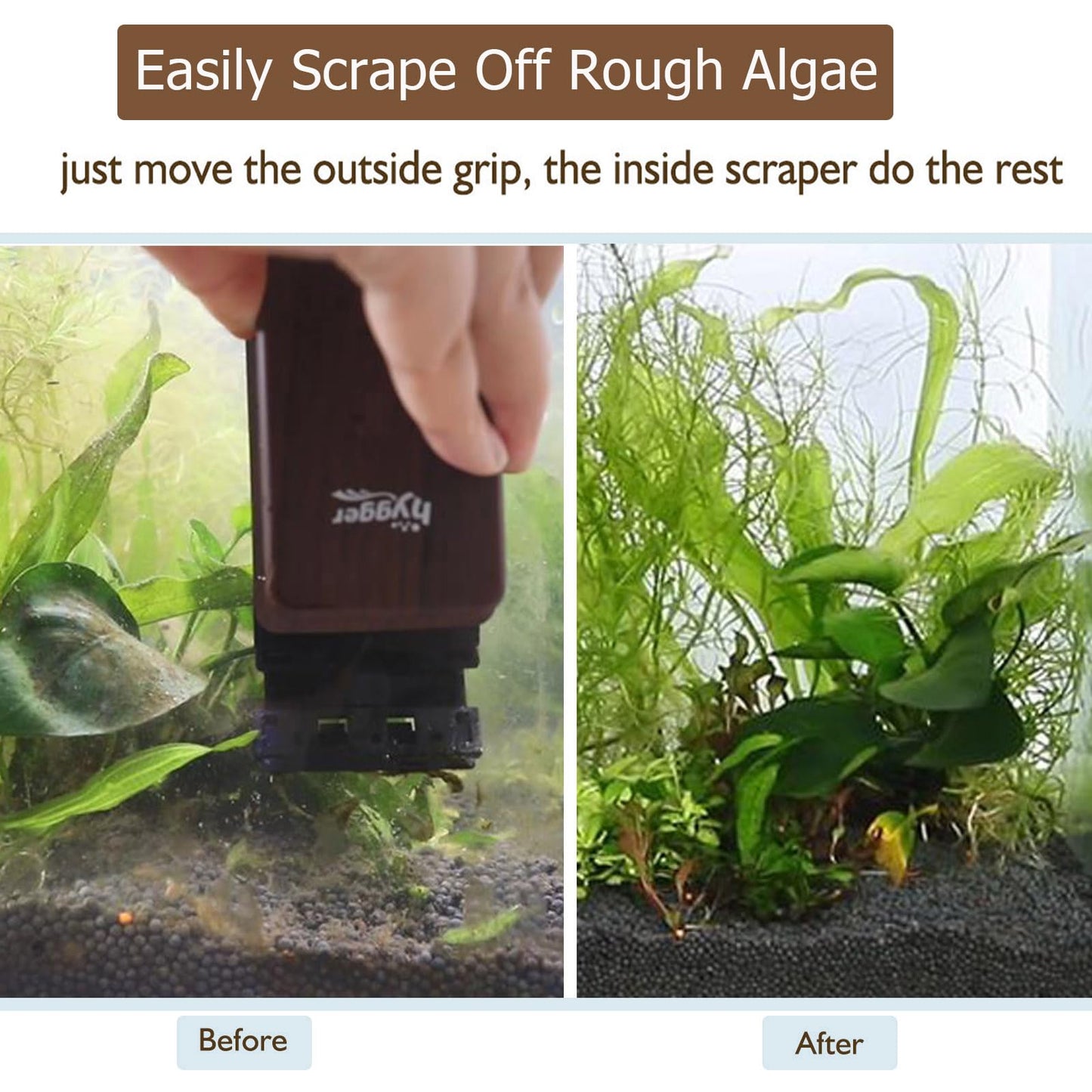 hygger Aquarium Strong Magnetic Cleaner Algae Magnet Cleaning Tool with Scraper Floating Brush for Fish Glass Tank S