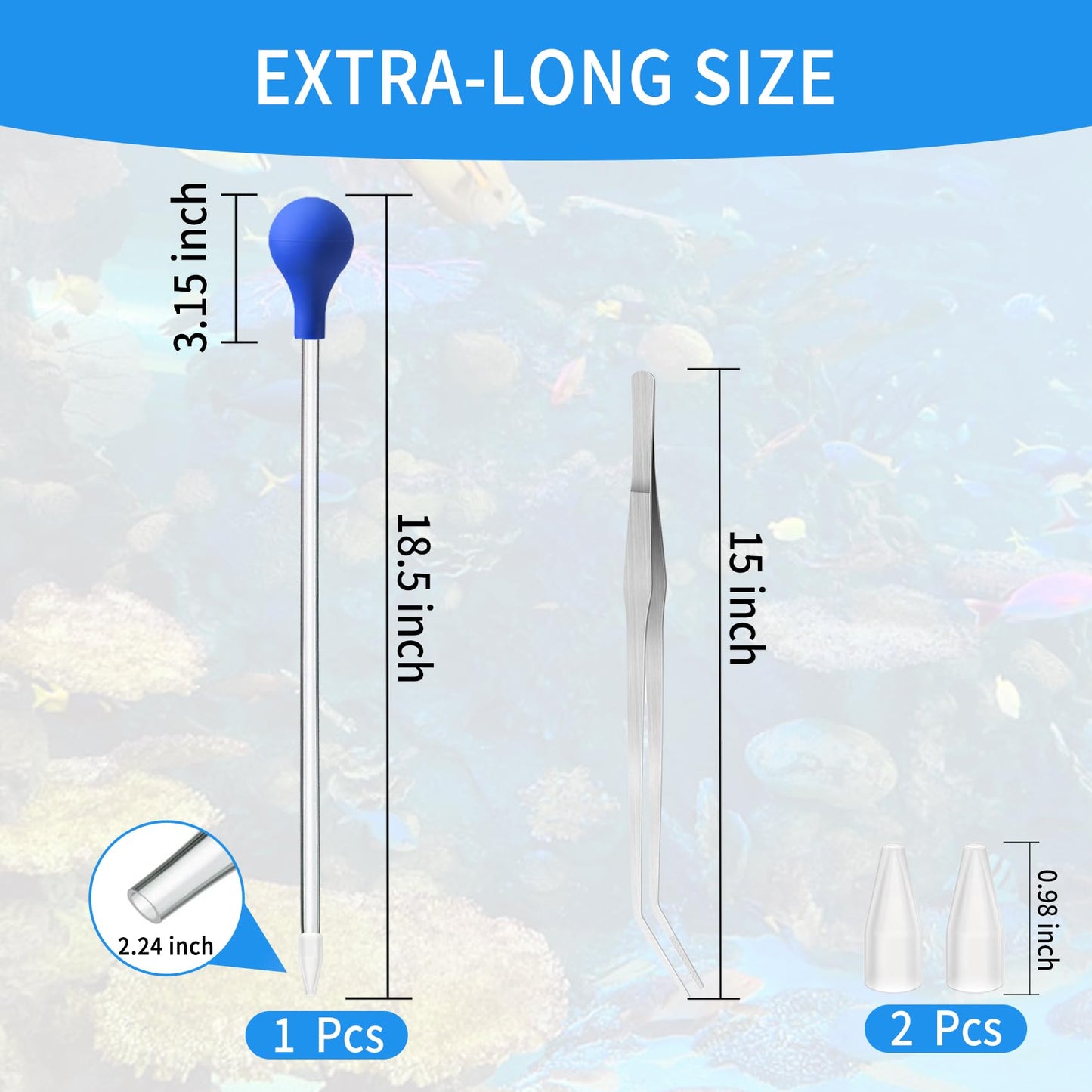 2 Pcs 18.5 in Long Pipette for Fish Tank Coral Food Feeder Long Syringe Aquarium Coral Feeding Tube for Marine Fish Reef Aquatic Plant Spider Snake Lizard - Buy The Sea Aquatics