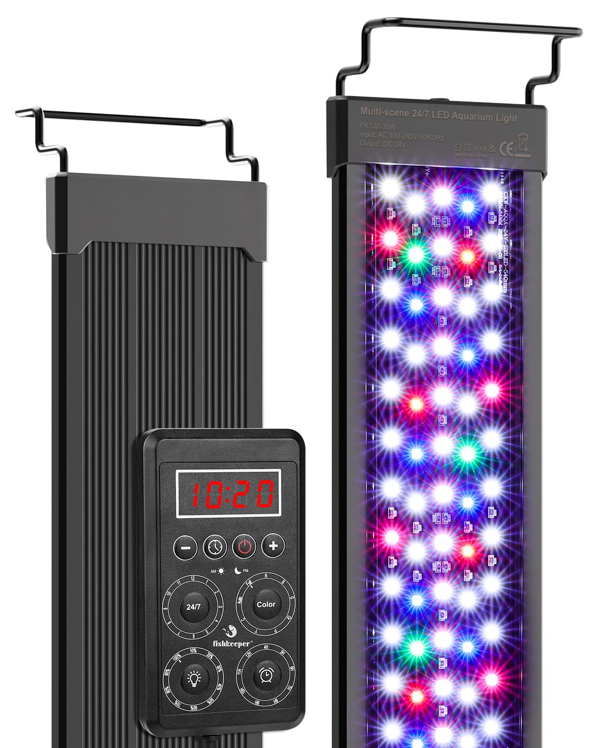 fishkeeper Smart LED Aquarium Light with One-Button Real-Time Sync, 24/7 Mode Full Spectrum Fish Tank Lights, 9 Colors DIY, 9 Timer, 10 Brightness IP68 Waterproof Aquarium Plant Light for 24-32 inch