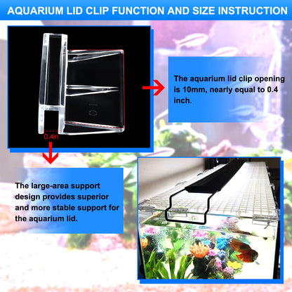 NestBasics 6pcs Transparent Aquarium Lid Clips,Rimless Fish Tank Glass Cover top Support,Aquarium Hood Holder, Acrylic and Glass Aquarium top Clips,fit 5-6mm Thickness Glass