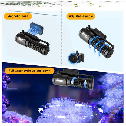 hygger Aquarium Wave Maker, Adjustable Cross Flow Pump with LED Display Controller, Magnetic DC 24V Aquarium Powerhead for Freshwater and Marine Reef Aquariums Up to 135 Gallon (18w)