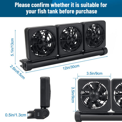 Aquarium Fan 2 3 4 Heads, Aquarium Chillers Cooling Fan Adjustable Fish Tank Cooling Fan with 2 Wind Speed Fan for Water Tank, Aquarium Tank Chiller (4 Head) - Buy The Sea Aquatics
