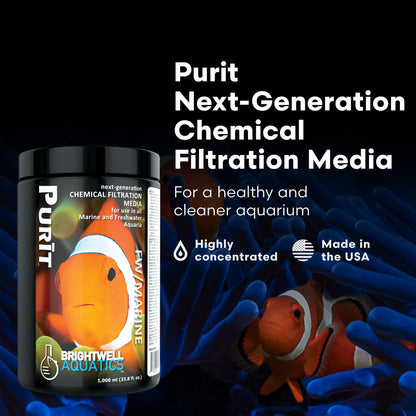 Brightwell Aquatics - Purit Next-Generation Chemical Filtration Media - for use in All Marine and Freshwater Aquaria - Aquarium Water Treatments, 8.45 fl oz