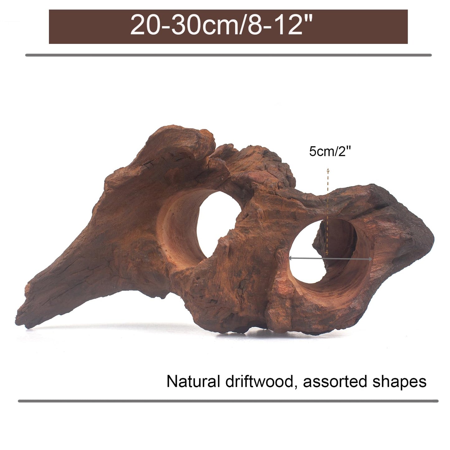 emours Porous Natural Driftwood for Aquarium, Aquascaping Driftwood with Holes, Hand-Selected Tunnels & Hideouts, Aquascaping Hardscape, Terrarium Reptile Décor, No Paint or Resin (12-16" (30-40 cm))