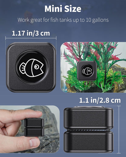 Pawfly 2 Pcs Aquarium Magnetic Brush, 1 Inch Mini Stain Scrubber Pads, Aquarium Cleaning Tool, Fish Tank Glass Cleaner for 1/5 Inches Thick Fish Tank up to 10 Gallons (Non-Floatable)