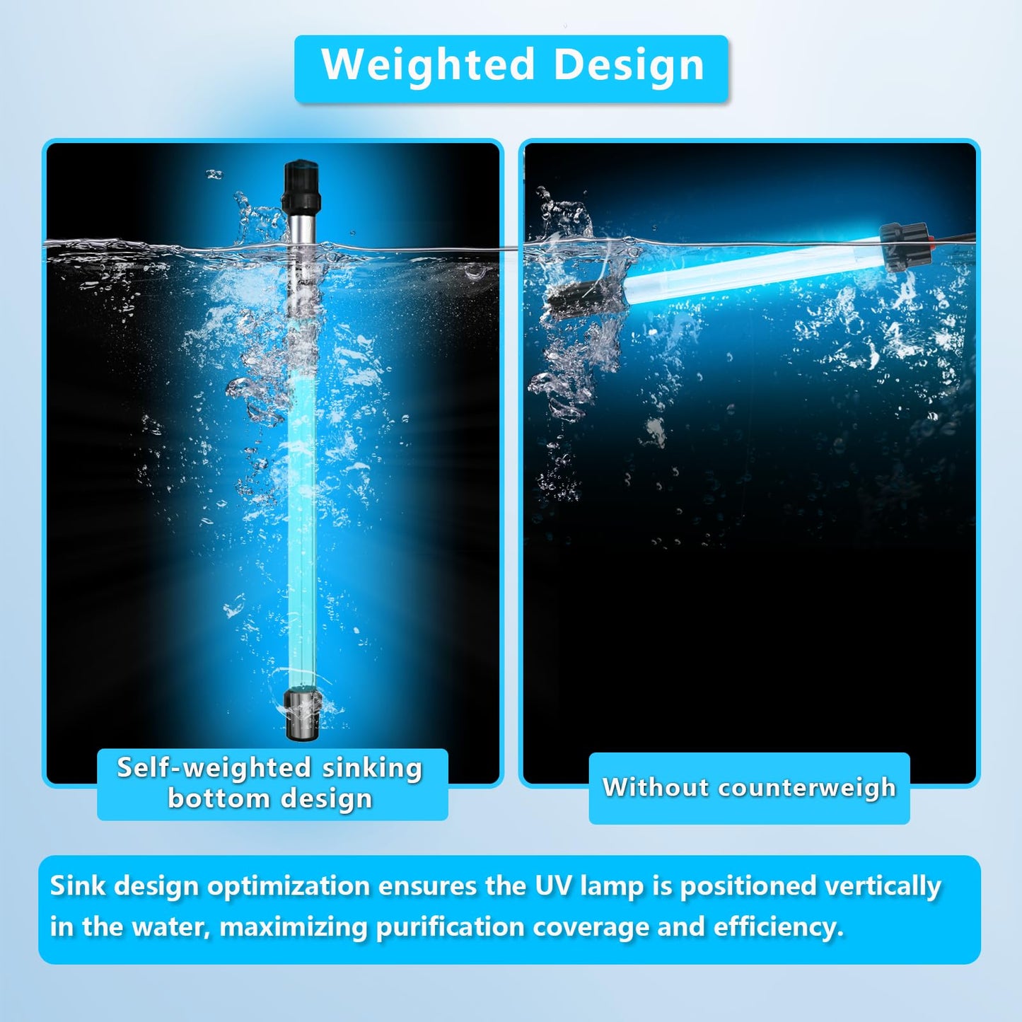 18W Aquarium UV Light for 100-1000 Gallon, UV Pond Water Clarifier for Koi Pond, Swimming Pool, Spa, Large Fish Tank, Cold Plunge UV Light for Pond Algae Control