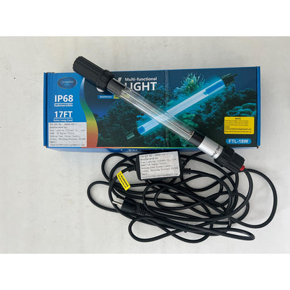 18W Aquarium UV Light for 100-1000 Gallon, UV Pond Water Clarifier for Koi Pond, Swimming Pool, Spa, Large Fish Tank, Cold Plunge UV Light for Pond Algae Control