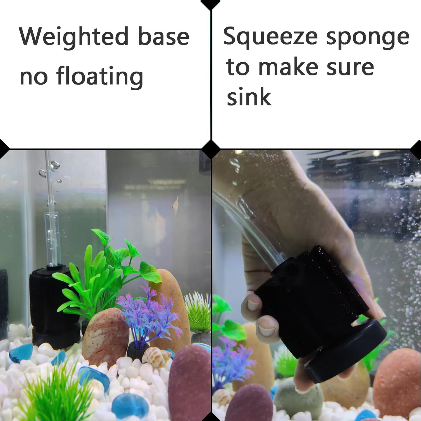 AQUANEAT Aquarium Sponge Filter Breeding Fry Betta Shrimp Nano Fish Tank 4pcs (Large up to 60Gal)