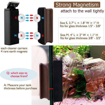 hygger Aquarium Strong Magnetic Cleaner Algae Magnet Cleaning Tool with Scraper Floating Brush for Fish Glass Tank S