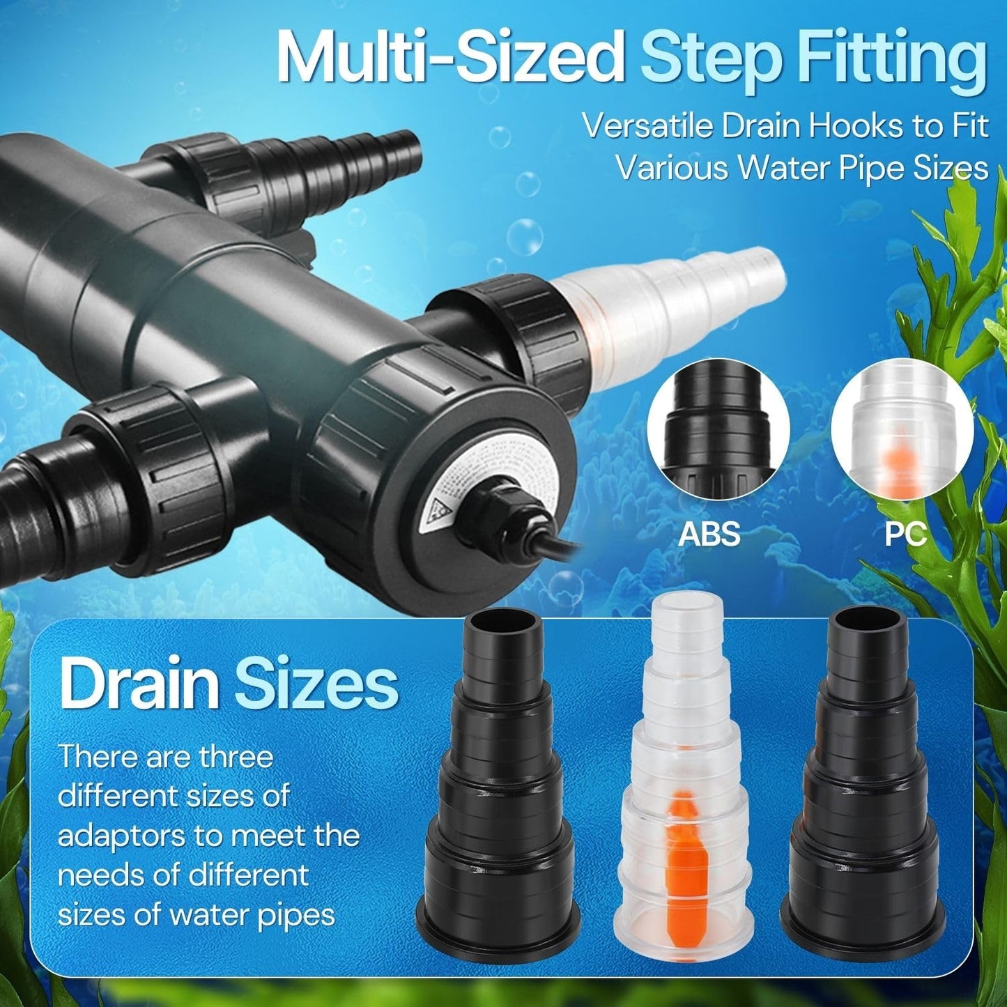 Flexzion Pond UV Lights for Outdoor Ponds - 9W Small Light, 2113 - Gal Capacity, 1500L/H UV Pond Clarifier for Outdoor Ponds, Clears Water in Days (CUV - 109A) - Buy The Sea Aquatics