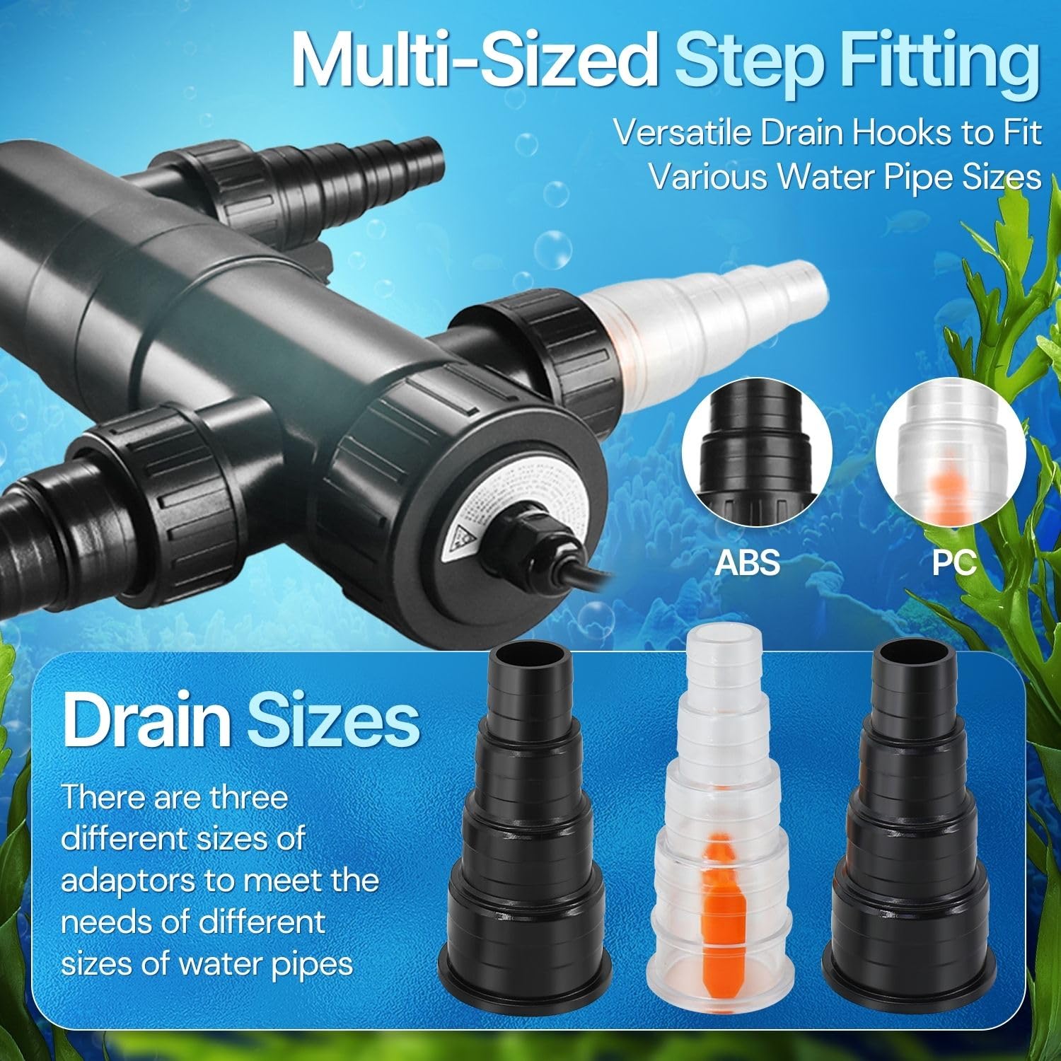 Flexzion Pond UV Lights for Outdoor Ponds - 9W Small Light, 2113 - Gal Capacity, 1500L/H UV Pond Clarifier for Outdoor Ponds, Clears Water in Days (CUV - 109A) - Buy The Sea Aquatics
