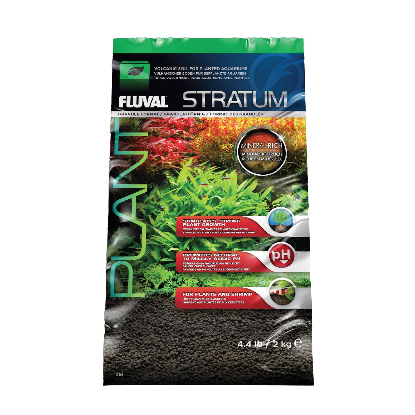 Fluval 12694 Plant and Shrimp Stratum for Freshwater Fish Tanks, 8.8 lbs. – Aquarium Substrate for Strong Plant Growth, Supports Neutral to Slightly Acidic pH